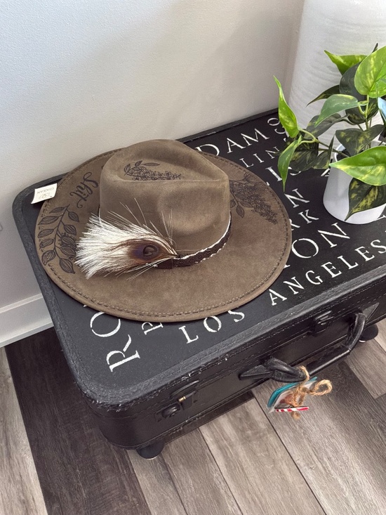 ? SUEDE Fabric “ Cowgirl 3 “  COWBOY Fedora HANDMADE ONE OF A KIND Hat